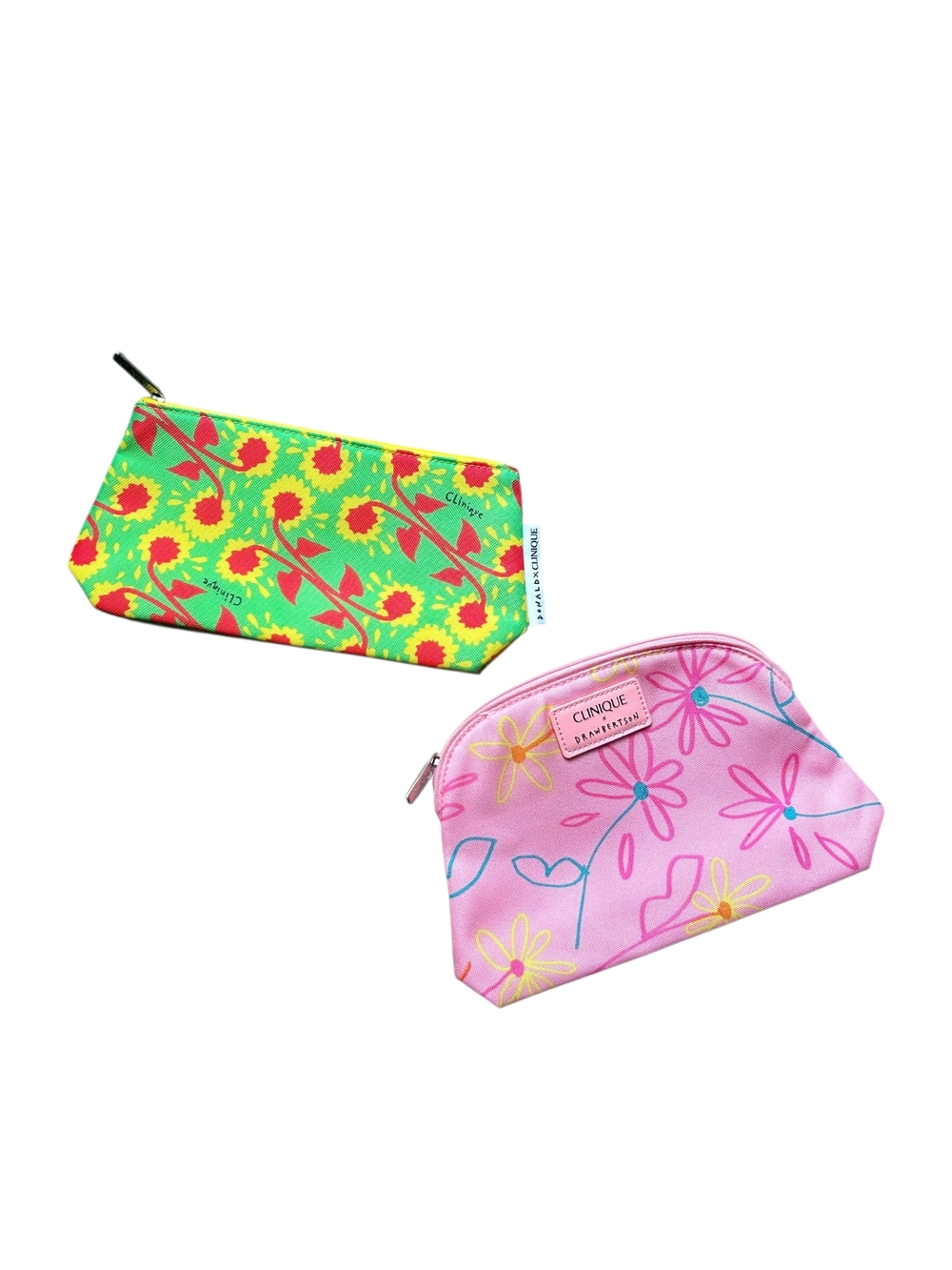 Clinique Pink & Green Floral Cosmetic Pouch Duo